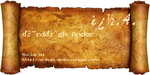 Ördögh Andor névjegykártya